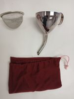NEW! Classic Silver Plated Wine Funnel With Screen & Bag
