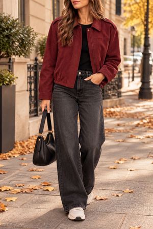 VESTE BORDEAUX À COL CHEMISE