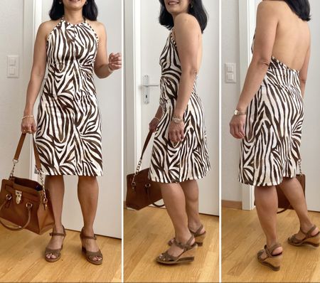 Halter neck summer dress with animal print - 34-36