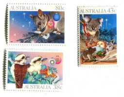 Briefmarken "Känguru, Koala, Jägerlieste". Australien