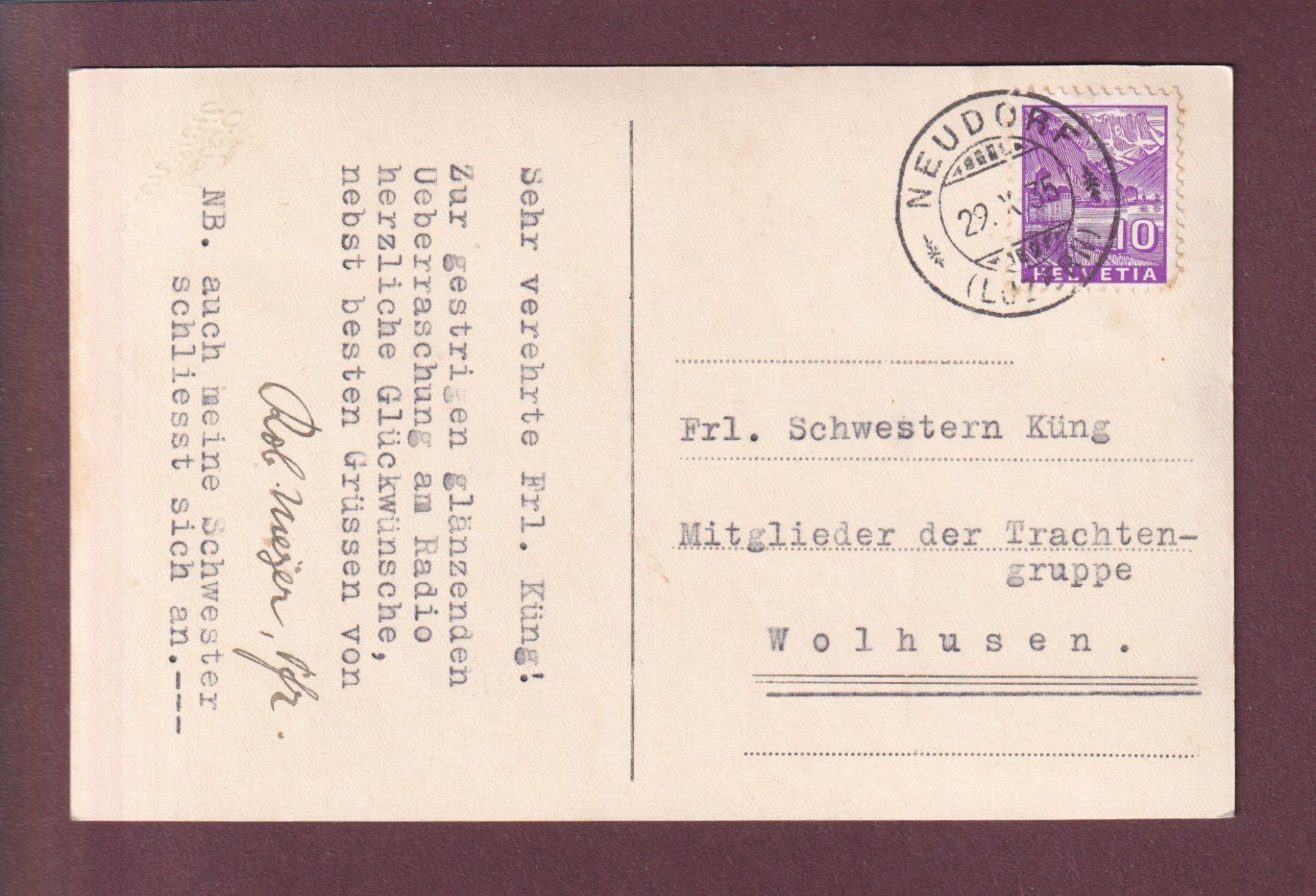 Cartoline postali: Photo - NEUDORF - Kirche - 1935 – Usato da Pully venduto da nicecards 1