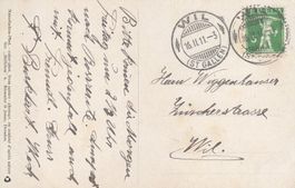 1911 Wil SG Postkarte Tellknabe 119 Type 2