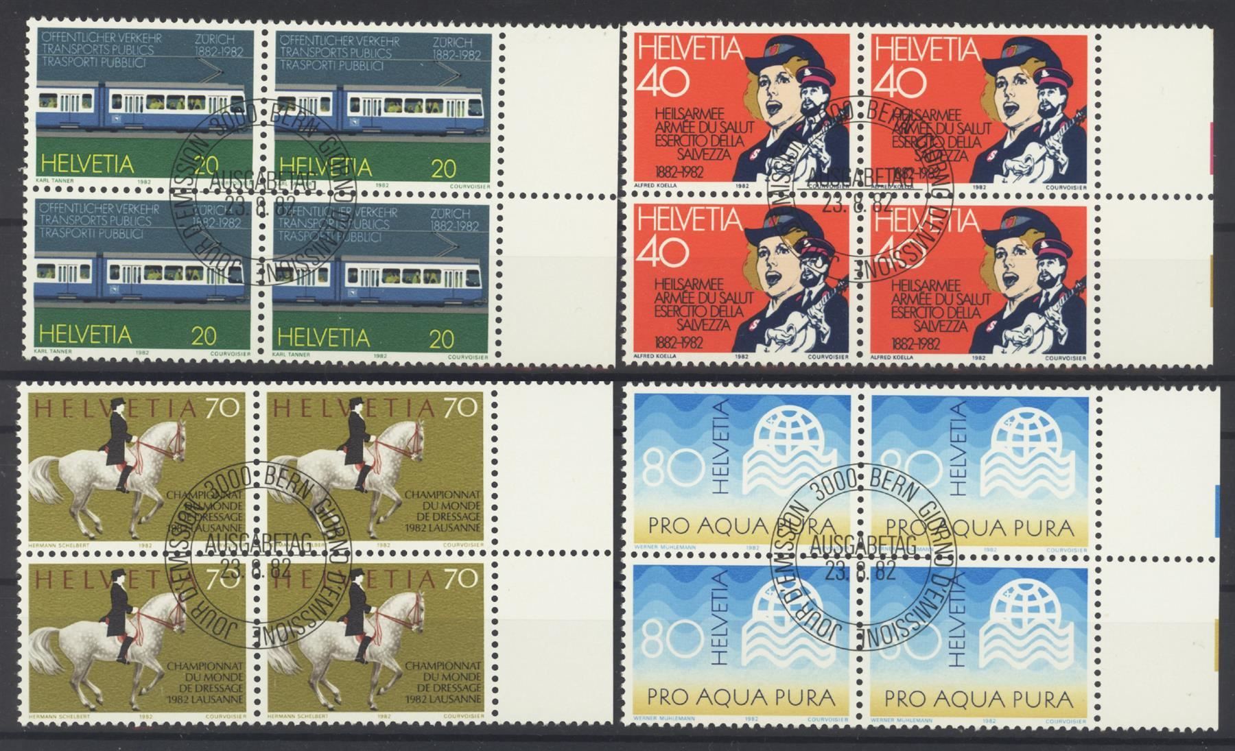 Tutti i francobolli: 1982, Sonderpostmarken, Viererblöcke, ET – Usato da Willisau venduto da Vollstempel