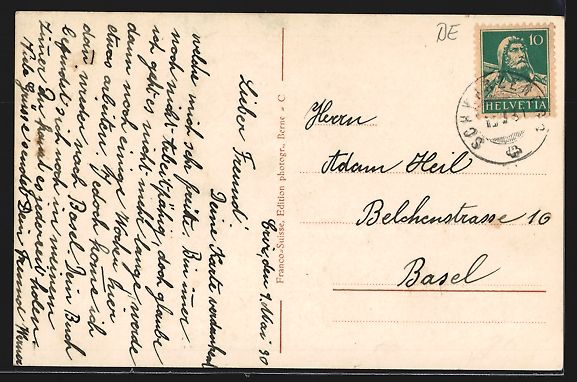 Cartoline postali: Unterlangenegg, Panorama mit Strassenpar – Usato da Berlin venduto da bartko-reher 1