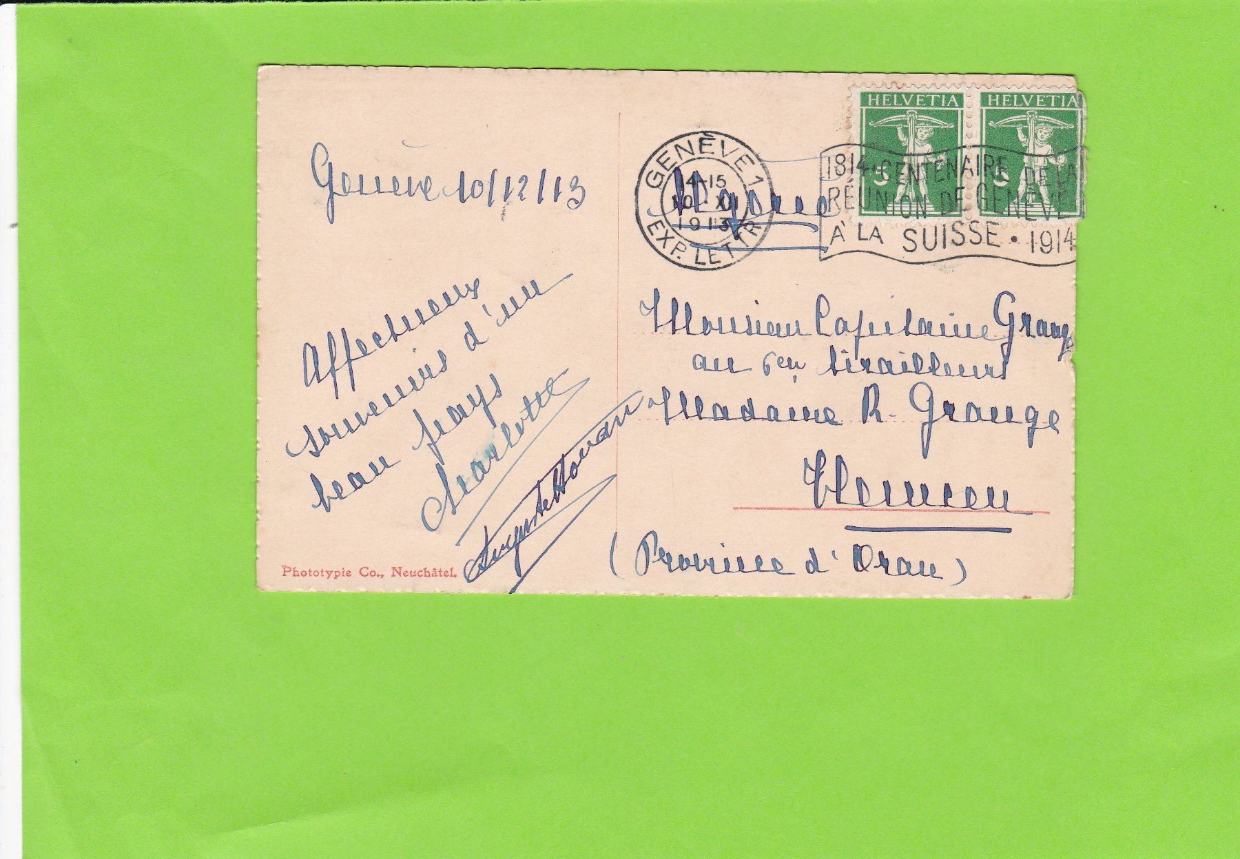 Cartoline postali: Genève-Jour d'orage – Usato da St. Peterzell venduto da neckertal 1