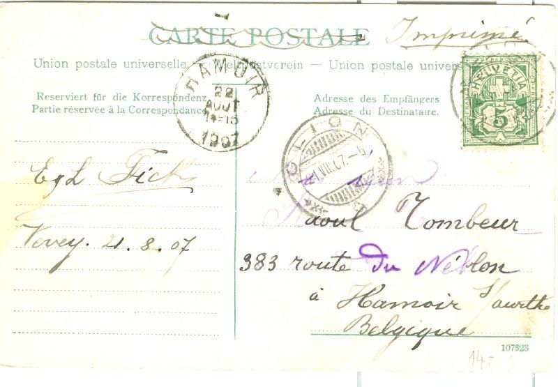 Cartes postales: Vevey - Hôtel d'Angleterre + 1907 – D'occasion à Emmenbrücke par teestube 1