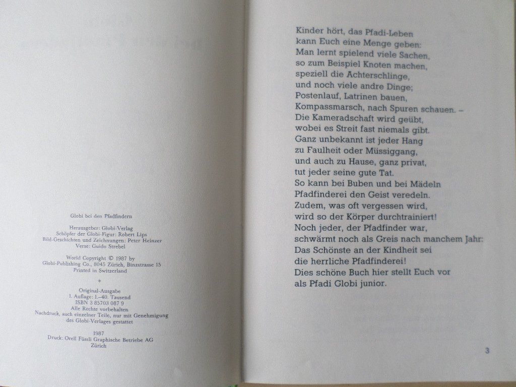 Bücher: Globi bei den Pfadfindern / 1. Auflage 1987 – Gebraucht aus Liestal von man_7bt6 2