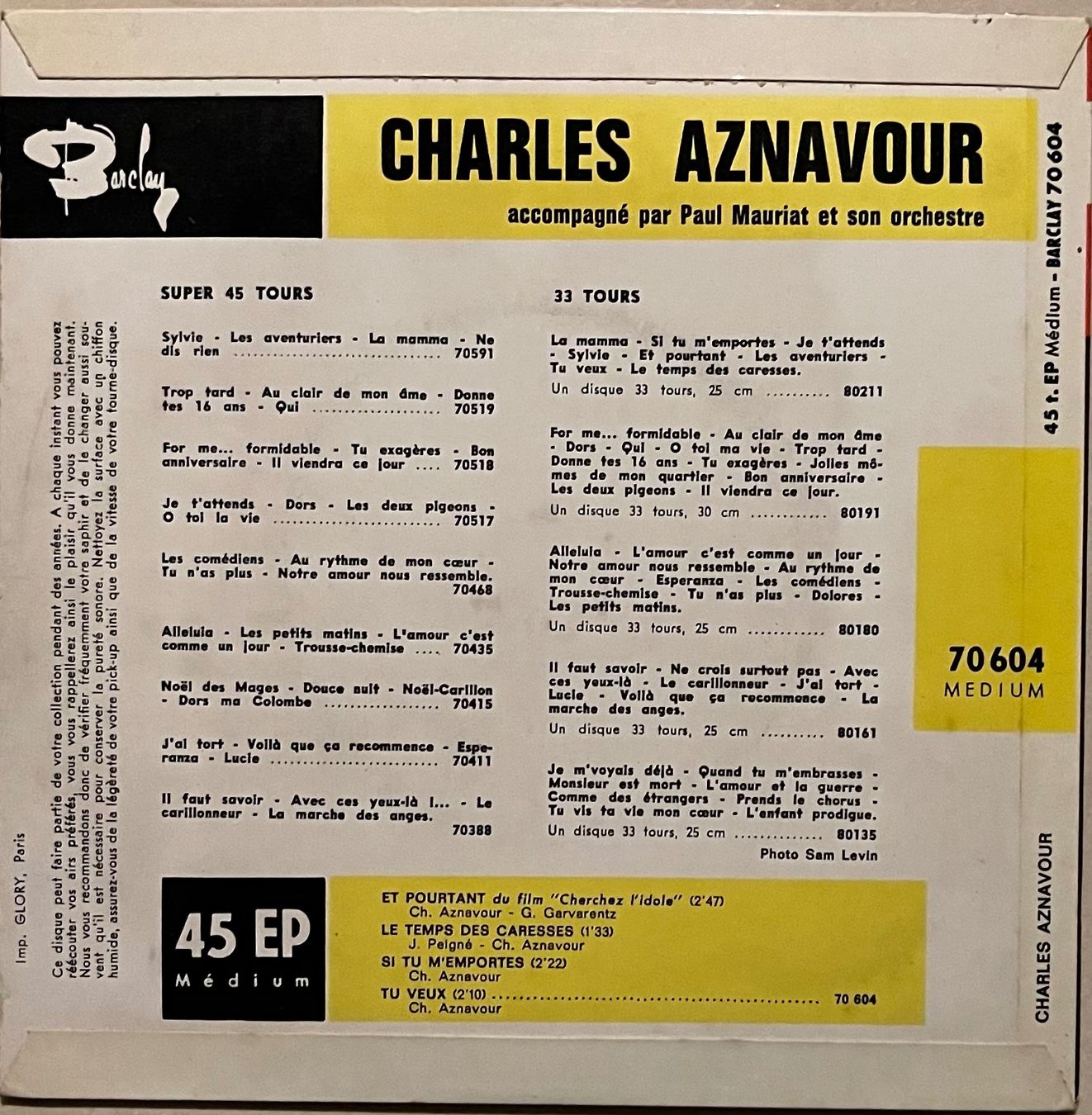 Dischi in vinile: CHARLES AZNAVOUR - ET POURTANT – Usato da Bussigny venduto da vinyl-pas-cher 1