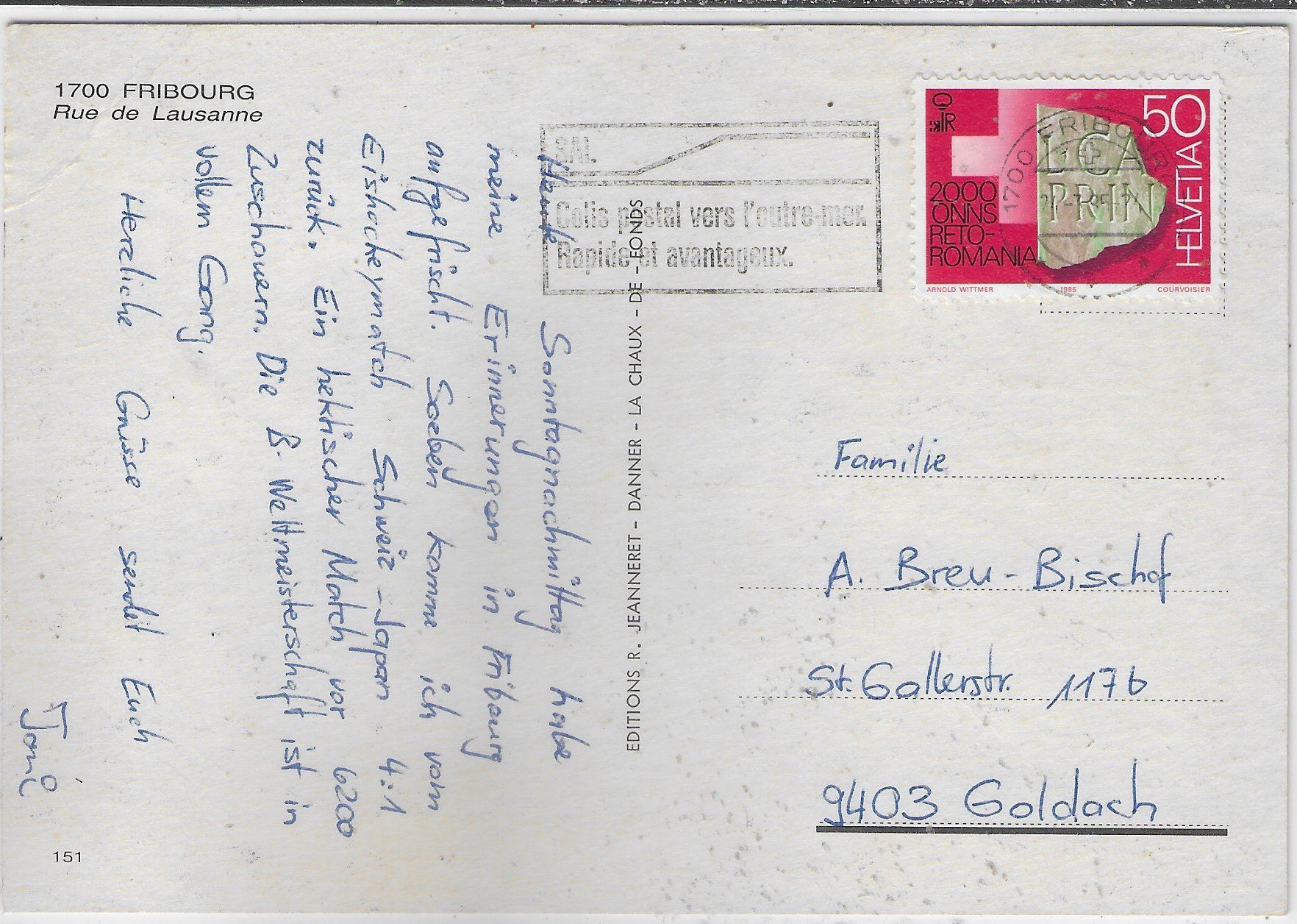 Cartoline postali: Fribourg - Rue de Lausanne – Usato da Ettingen venduto da Kartenplanet 1