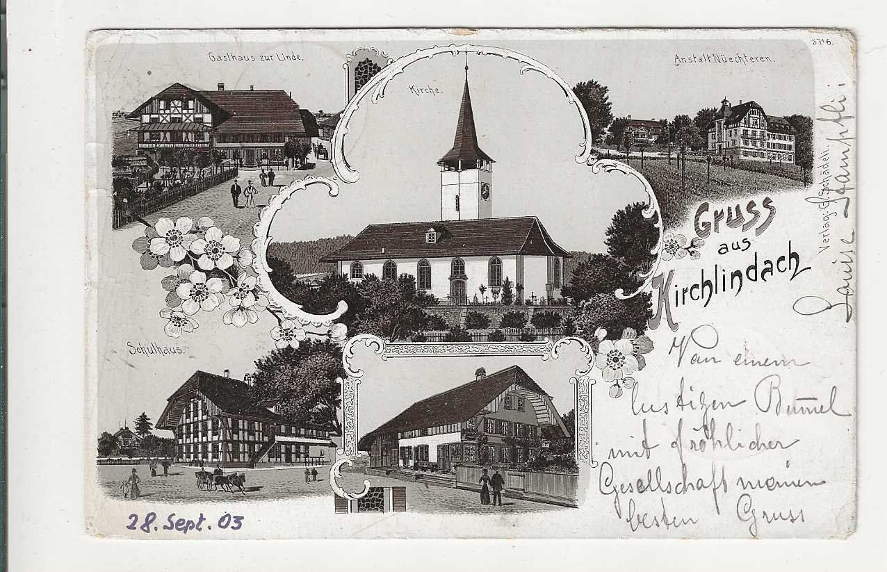 Cartoline postali: Kirchlindach,  Litho, 1903 – Usato da Spiez venduto da Niesen20