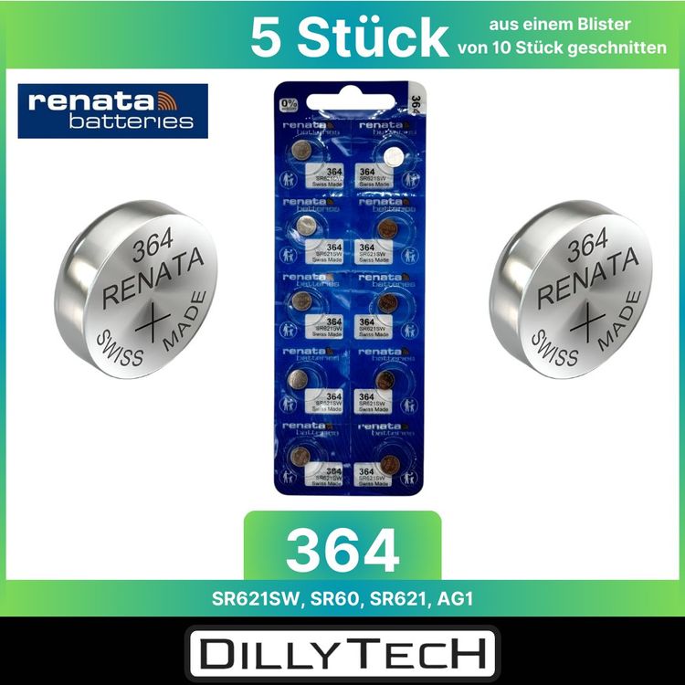 Renata 364 Pila Batteria Orologio Mercury Free Silver Oxide - Foto 11