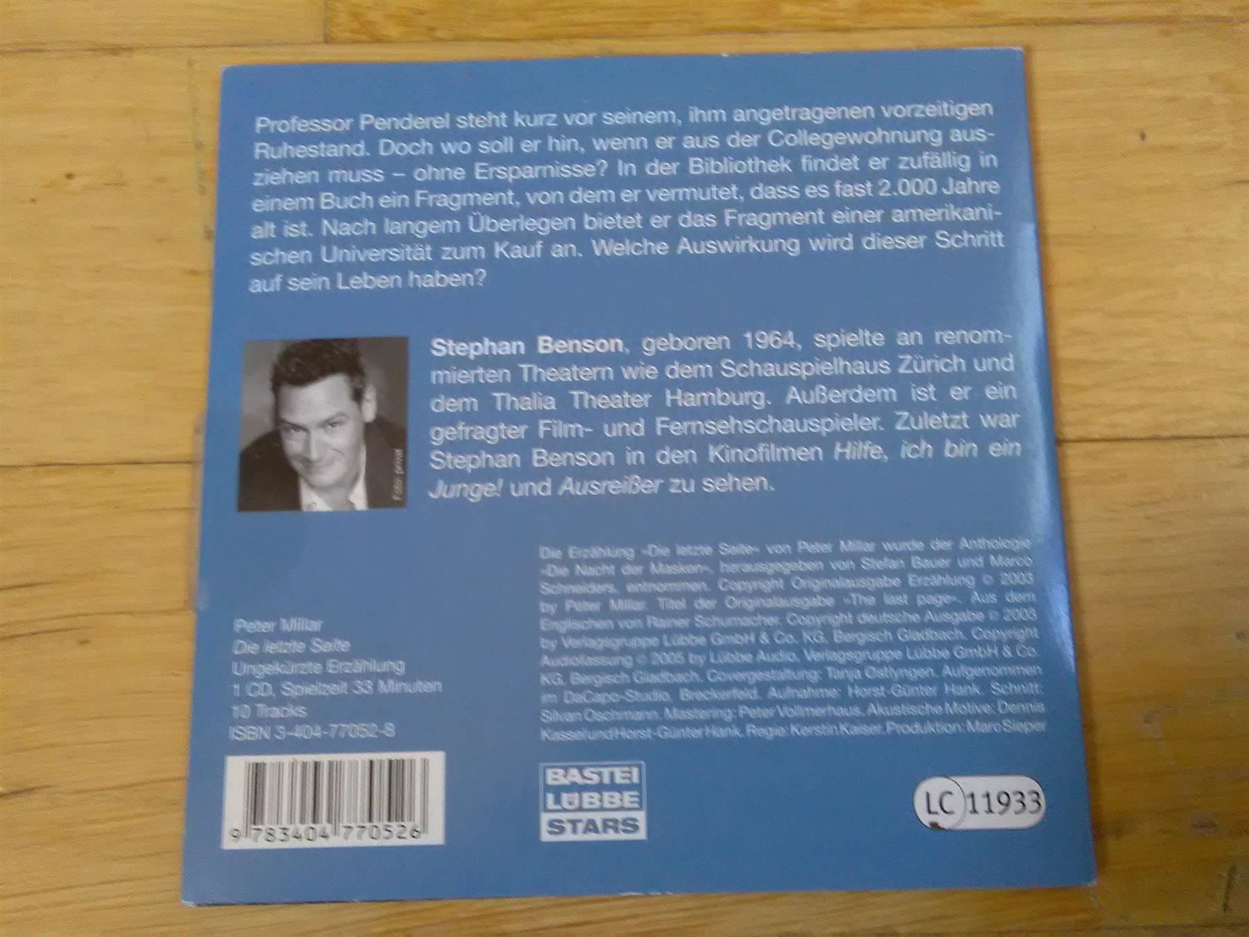 Audiolibri: Peter Millar: Die letzte Seite                        ©'2003 – Usato da St. Gallen venduto da elk2021 2