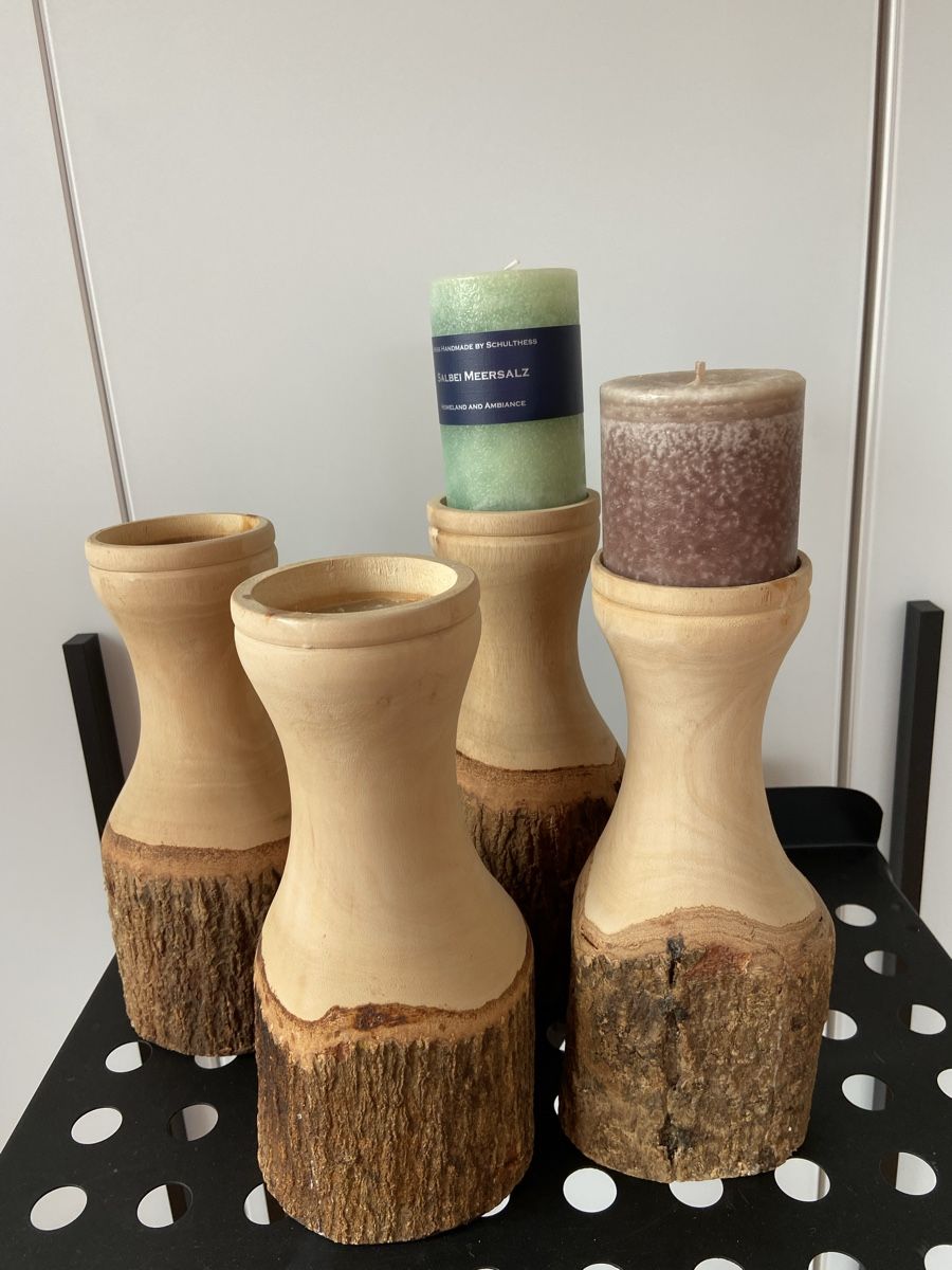 Portacandele: 4 Holz Kerzenständer Set – Usato da Sargans venduto da Ajom_3