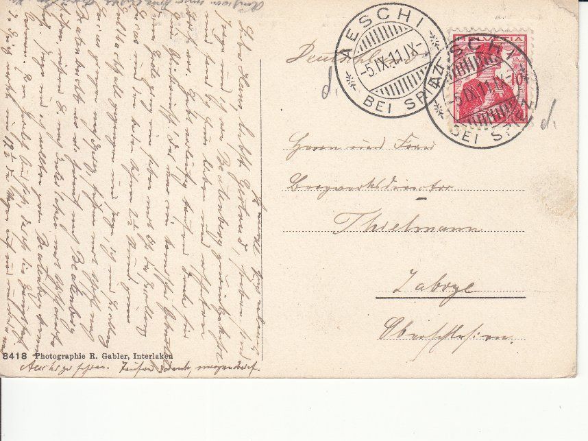 Cartoline postali: Beatenberg 1911 – Usato da Bürglen TG venduto da StampGraf 1