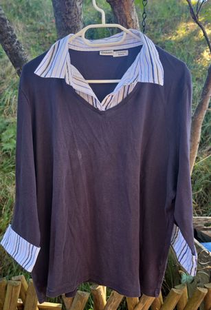 Pullover bleu marine avec col chemise taille 52