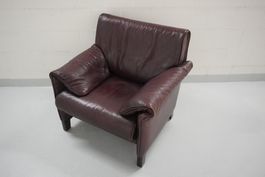 Schöner vintage Sessel Echtleder bordeaux - rot  (HE76)