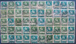 Tellbrustbild 10 Rappen grün 50 Stück gestempelt, Lot 2