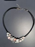 Edles Collier Kette Silberfarben Rosé Kristalle Sommer Schmu