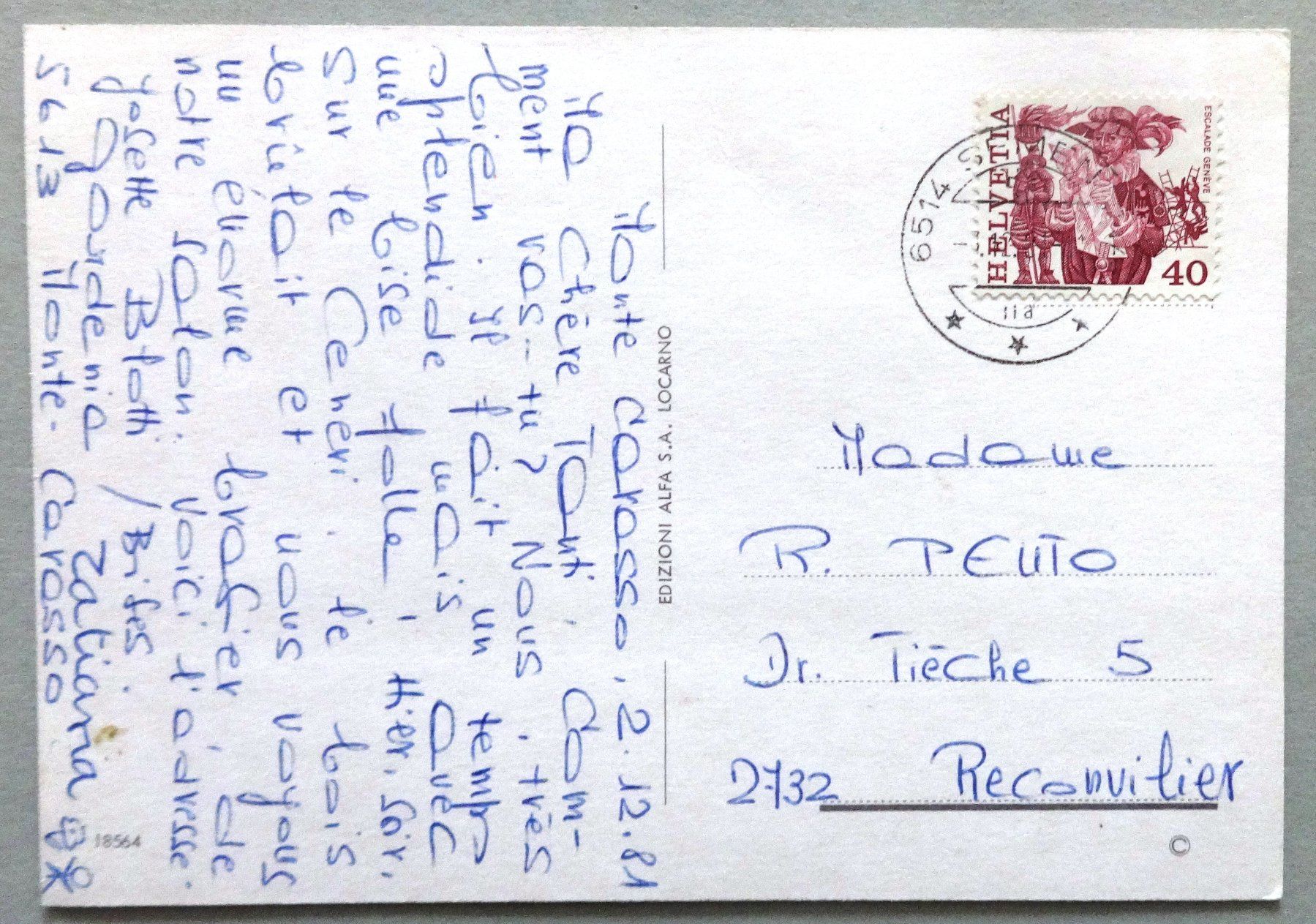 Cartes postales: Sementina – D'occasion à Fétigny par Billy2miny 1