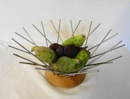 LEGNOART Italy Moderne Designer Obstschale, Metall & Holz