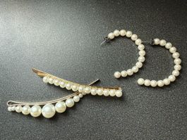 Creolen mit Perlen und Nadeln mit Perlen
