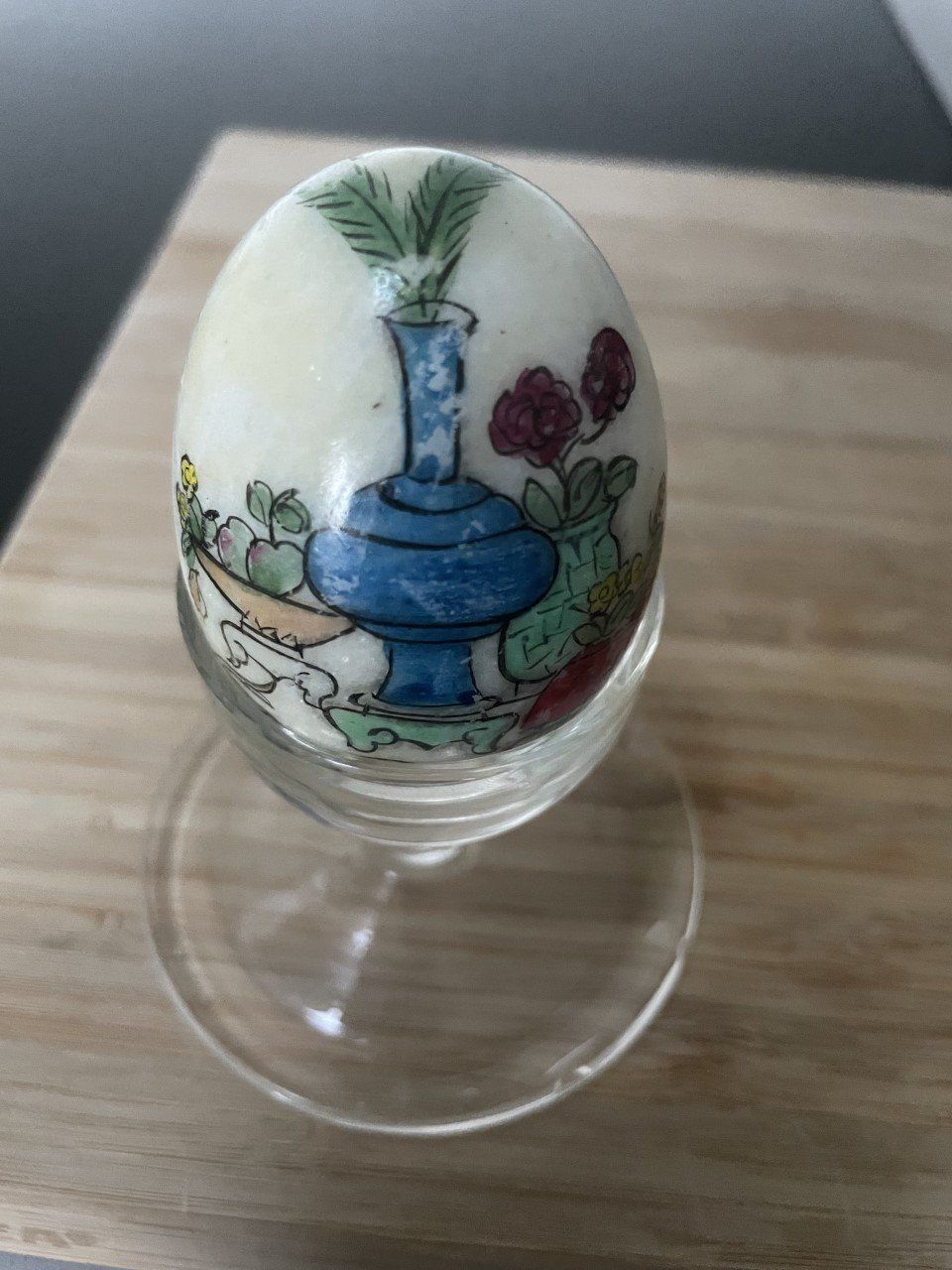 Alle Dekorationen: bemalter Specksteinei für das Osternest oder Ostergesteck – Gebraucht aus Winkel von Kade50