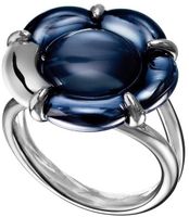 Bague BACCARAT-Paris „B Flower“ XL, Cristal noir, Argent 925