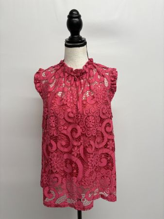 Nanette Lepore Top aus Spitze rosa M Stehkragen