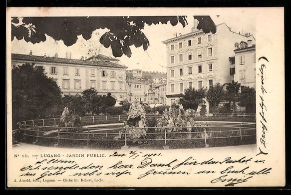 Cartoline postali: AK Lugano, Jardin public – Usato da Berlin venduto da bartko-reher