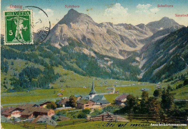 Cartoline postali: Gsteig - bei Gstaad + 1917 – Usato da Emmenbrücke venduto da teestube