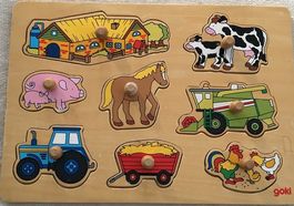 Goki Holz-Steckpuzzle Bauernhof
