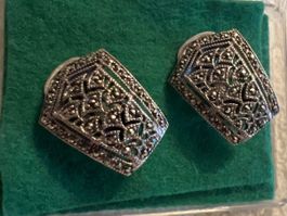 Vintage Ohrclips mit Markasiten Silber guter Zustand