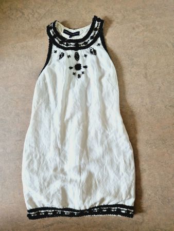 FRENCH CONNECTION  XS KLEID DRESS PERLEN LEINEN TOP