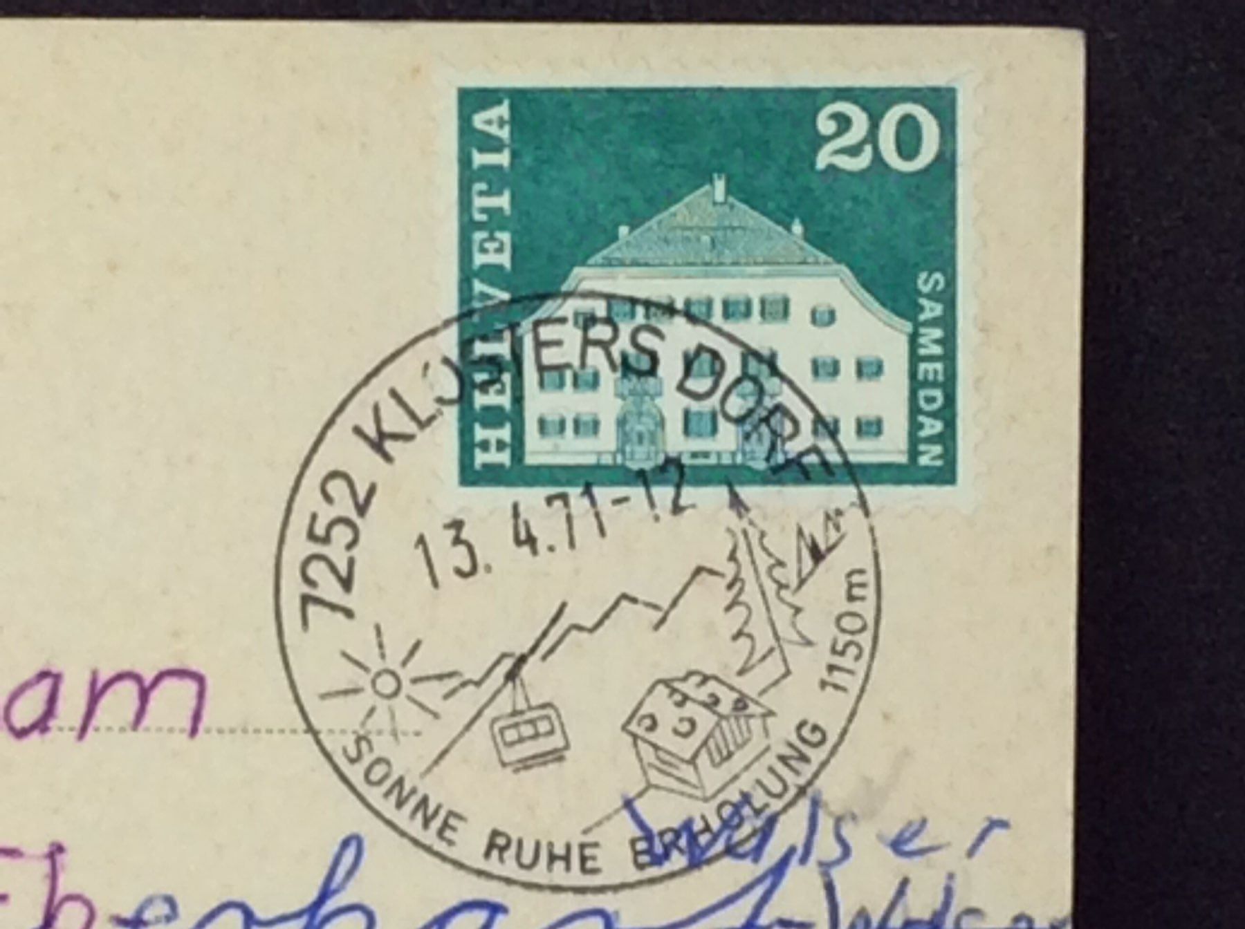 Cartoline postali: Klosters-Madrisa Bergbahnen – Usato da Widnau venduto da Brusi9 2