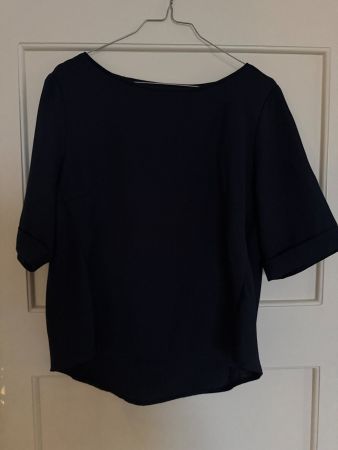 OPUS Damen Bluse Fimka Dunkelblau Gr. 38 Kurzarm Elegant