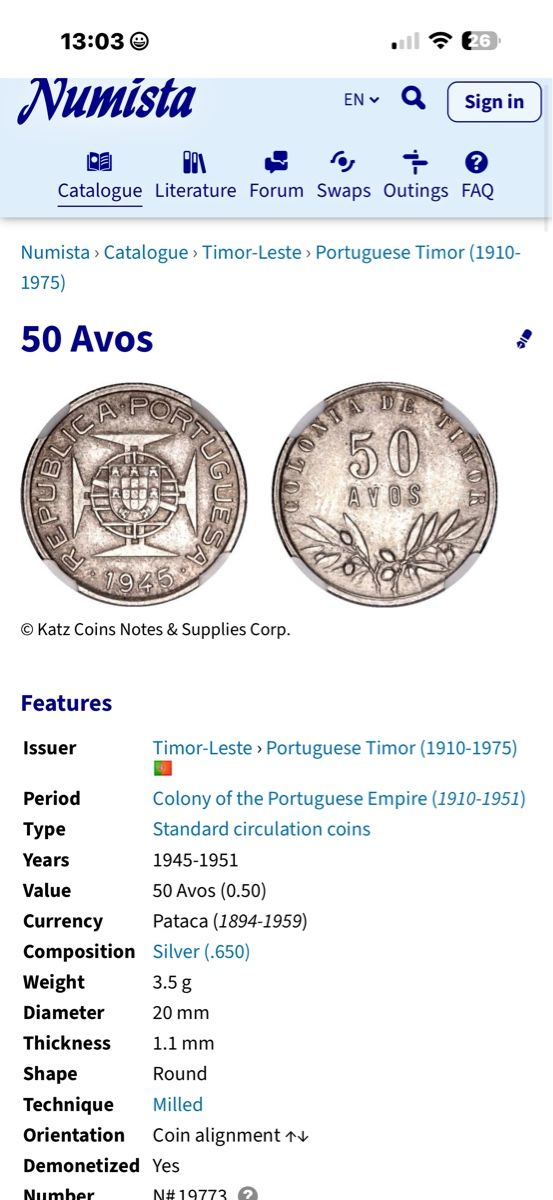 Tutti le monete: Timur 50 Avis 1951 Silver coin – Usato da Zürich venduto da Tasmiyah 2