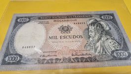 Mozambique 1000 Escudos Banknote, Jahr 1972, Top Zustand