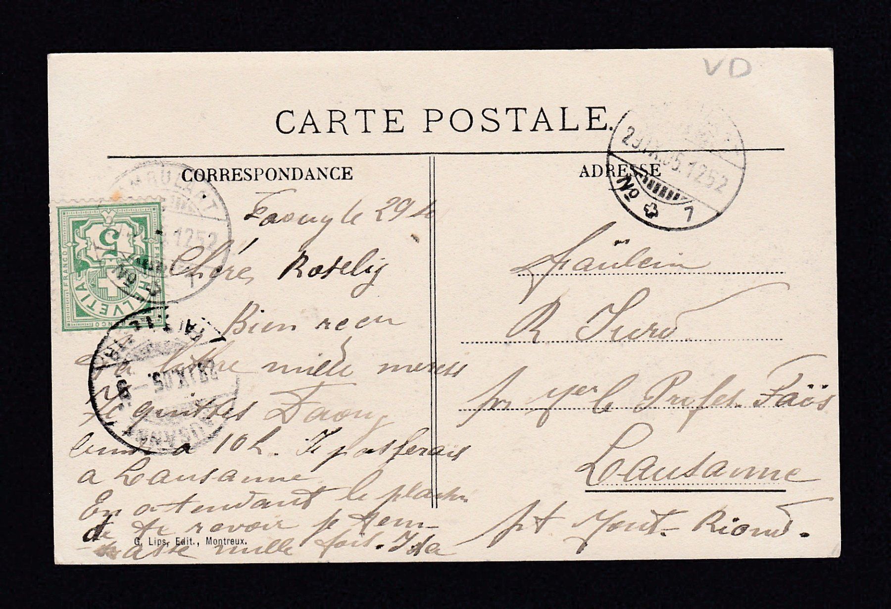 Cartoline postali: CAUX, Bahn / Station, 1905 – Usato da Reiden venduto da cinfis 2