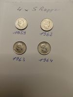 4x 5 Rappen 1959, 62, 63 und 1964
