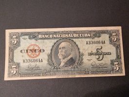 Kuba 5 Pesos 1960, Banco Nacional de Cuba, Maximo Gomez