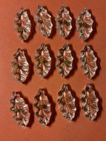 Cristallerie Lorraine Glas Messer Bänke,Blätter Herbs Deko.