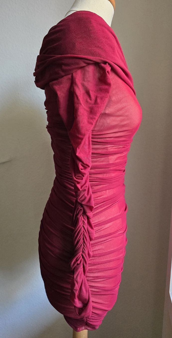 Shein Vestiti: Robe bordeaux drapée élégante, manches longues, taille XS – Nuovo (secondo la descrizione) da Genève venduto da Saleena 2