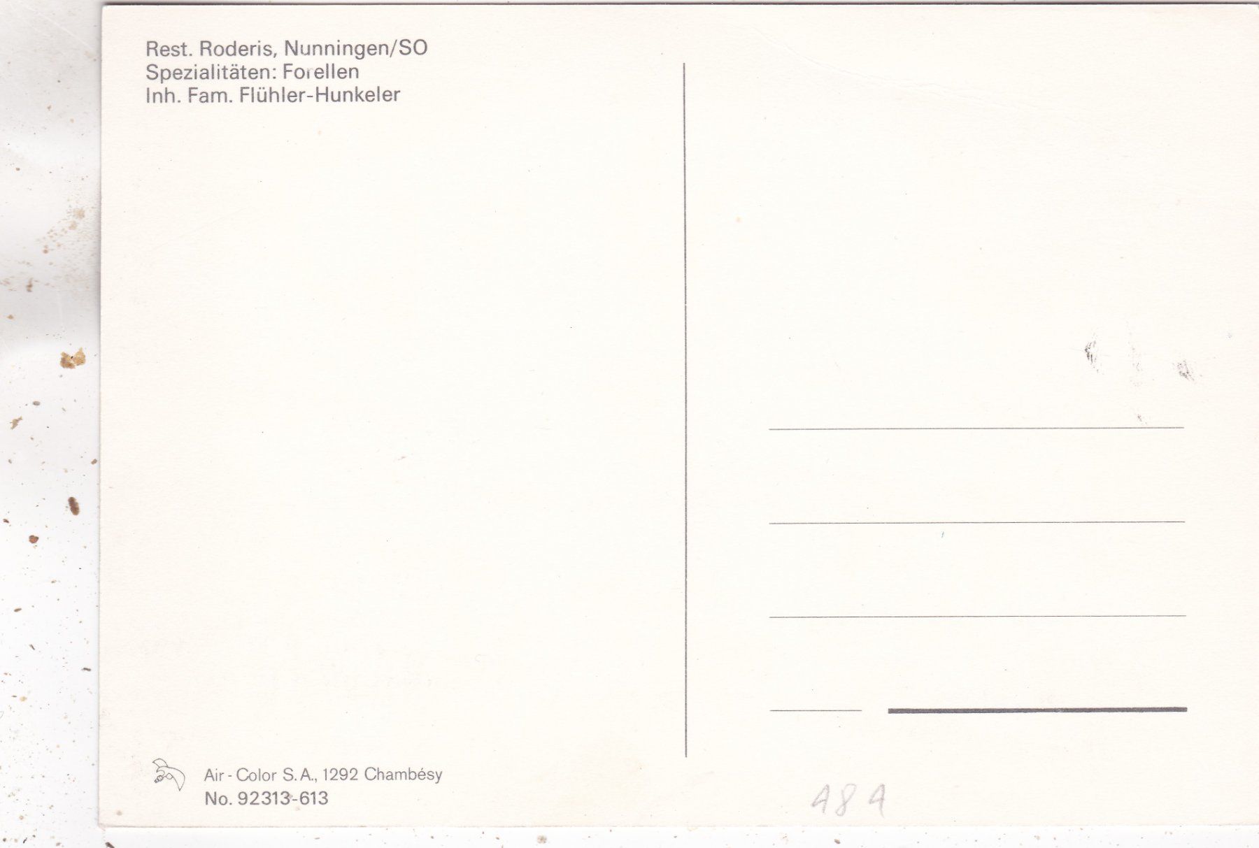 Cartoline postali: Nunningen SO Rest. Roderis – Usato da Herisau venduto da Lisegrat2008 1