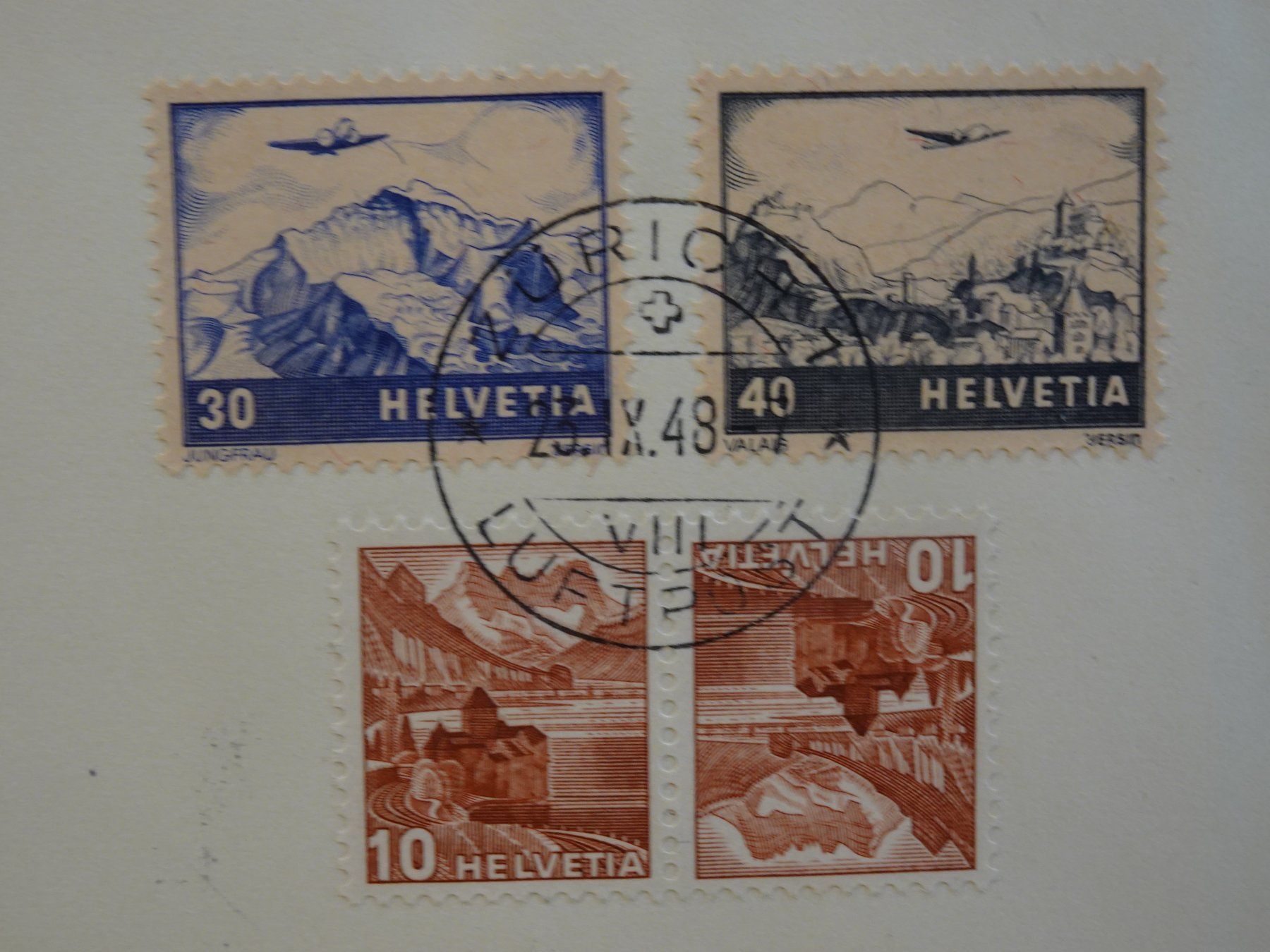 Tutti i francobolli: 25.IX.48.; ERSTE SCHWEIZ. HELIKOPTER POST; GENERALDIREKTION – Usato da Eschenbach SG venduto da eDaisy 2