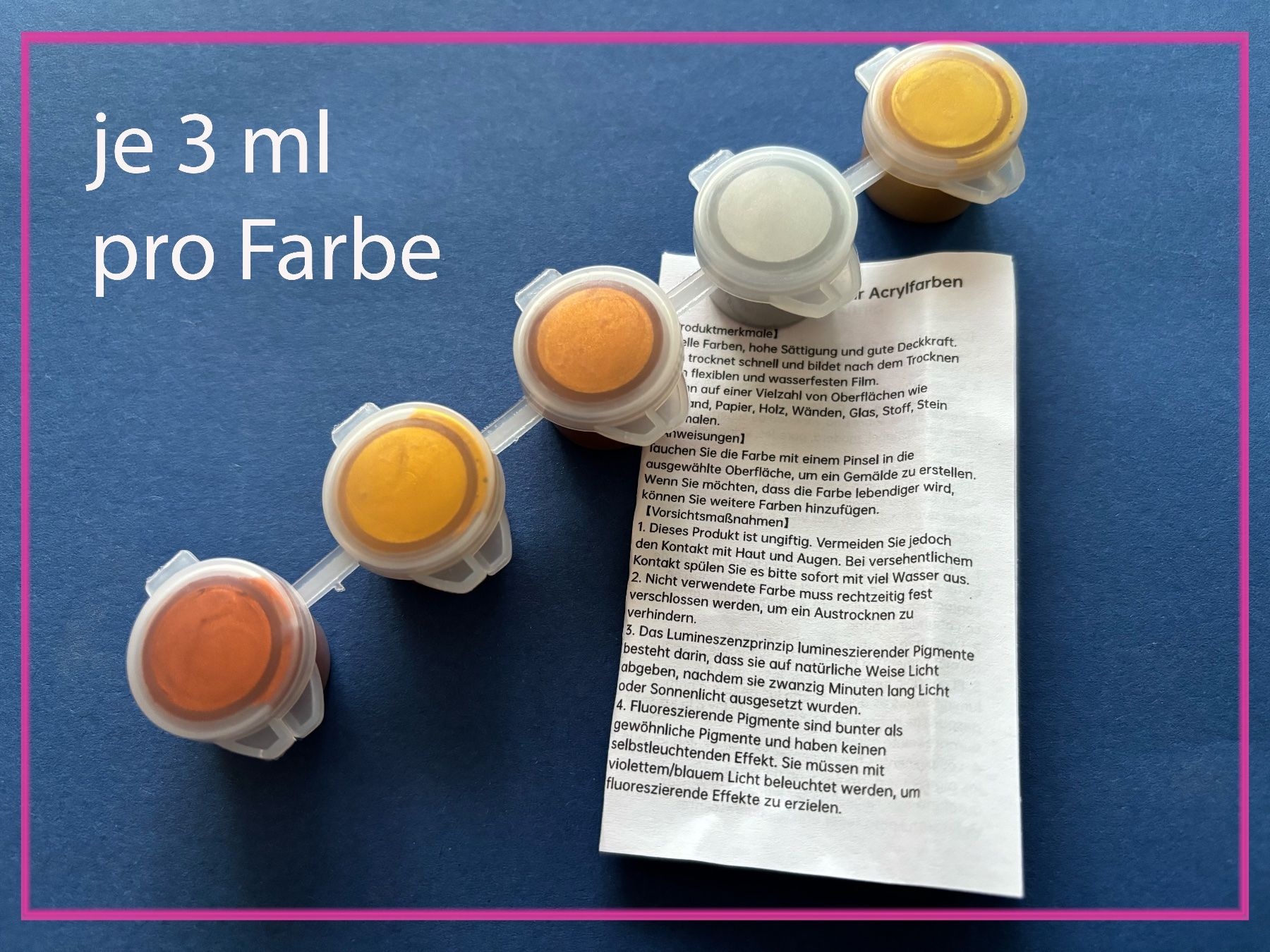 Colori: 5x Farben-Metallic-Acrylfarben je 3ml – Nuovo e nell'imballaggio originale da Frenkendorf venduto da jazzplatten