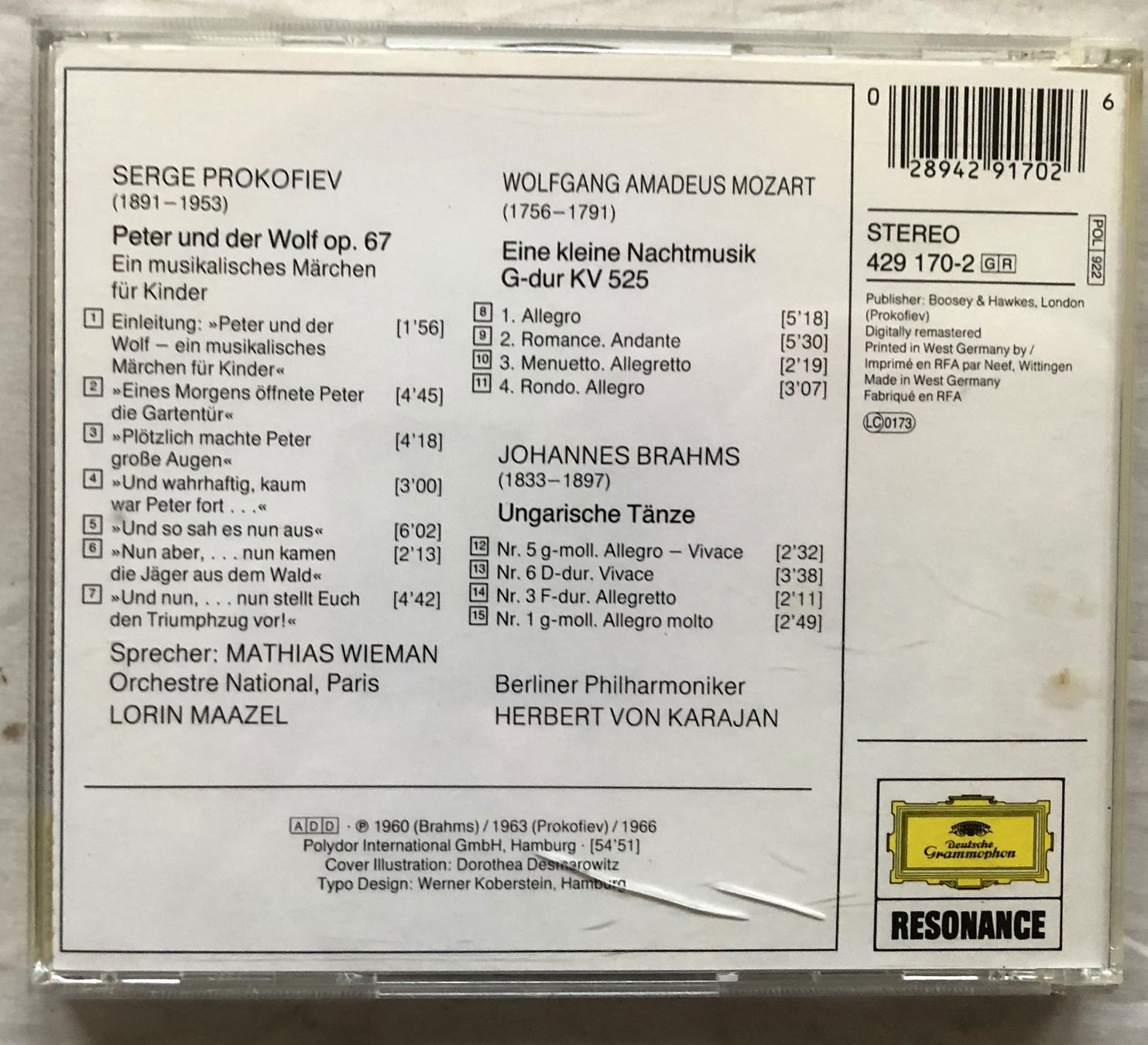 CD: Peter und der Wolf / Karneval der Tiere - CD – Usato da Schaffhausen venduto da durruti 2