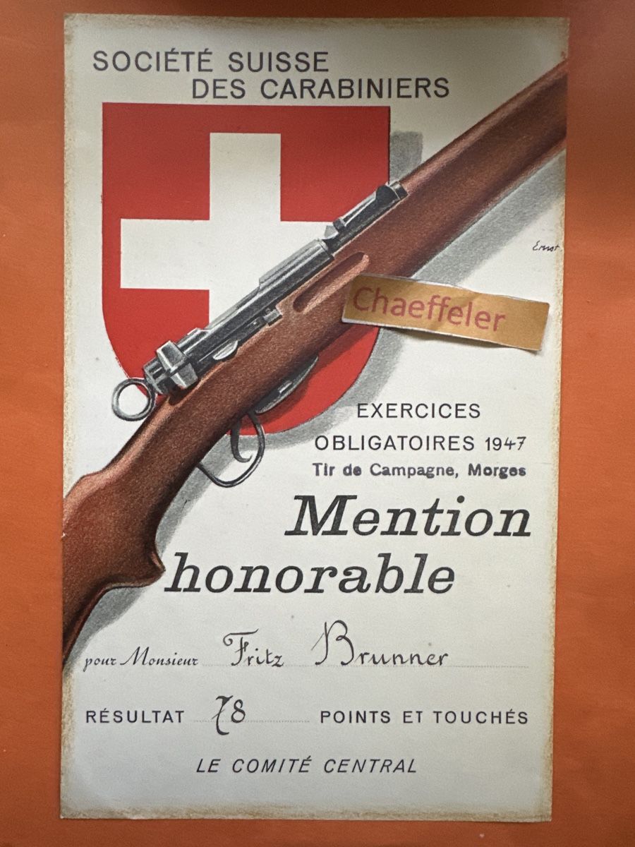 Schweizer Armee Placchette & Badge: Schiessurkunde  1947 Mention honorable – Usato da Zürich venduto da Chaeffeler