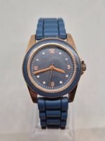 Damenarmbanduhr Blau und Gold, gebraucht, Silikonarmband