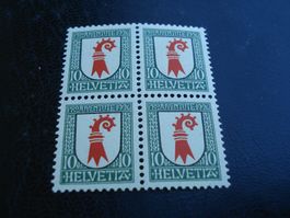 Pro Juventute 1926, 4erblock Wäppli Baselland **
