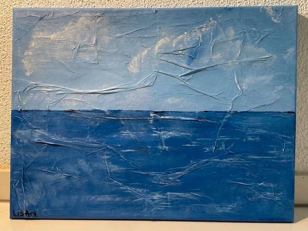 Poster & Bilder: Leinwandbild Meer blau in blau Gemälde – Gebraucht aus Fehraltorf von rob_cf9t